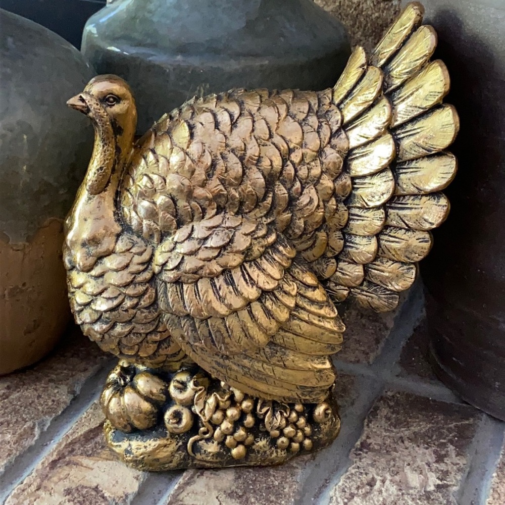 🦃 Fall Harvest Thanksgiving Tom Turkey Golden Holiday Statue
